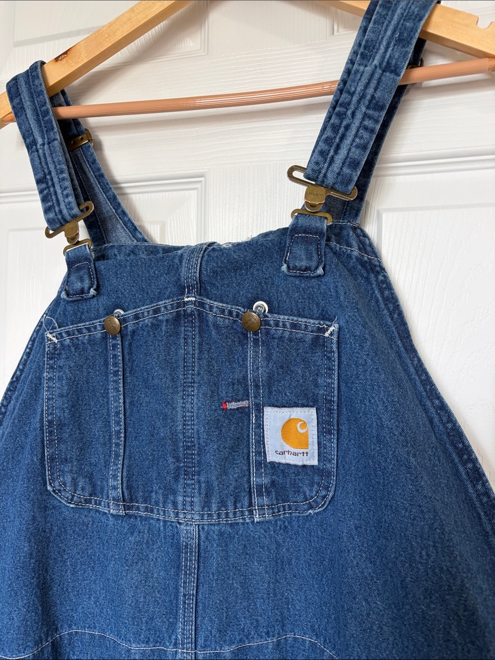 Carhartt 50x32 Blue Denim Work Overalls